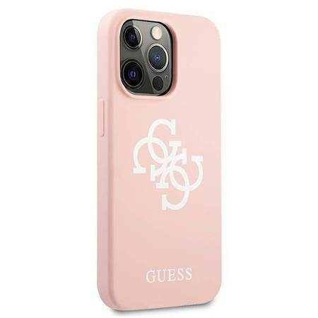 Original Handyhülle IPHONE 13 PRO Guess Hard Case Silicone 4G Logo (GUHCP13LLS4GWPI) rosa
