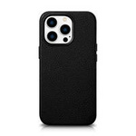 iCarer Litchi Premium Leather Case skórzane etui iPhone 14 Pro Max magnetyczne z MagSafe czarny (WMI14220712-BK)