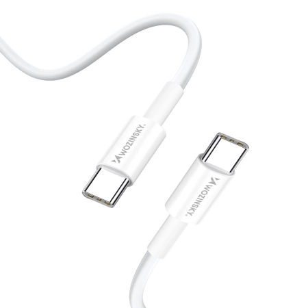 Wozinsky GaN 65W Charger with 2xUSB-C USB Ports with 65W CC Cable - White