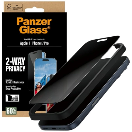 PanzerGlass Ultra-Wide Fit EasyAligner Privacy Glass for iPhone 17 Pro