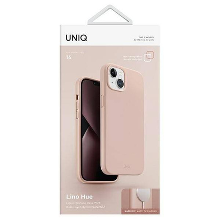 UNIQ etui Lino Hue iPhone 14 6,1" Magclick Charging różowy/blush pink