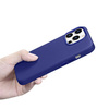 iCarer Litchi Premium Leather Case skórzane etui iPhone 14 Pro magnetyczne z MagSafe ciemnoniebieski (WMI14220710-DB)