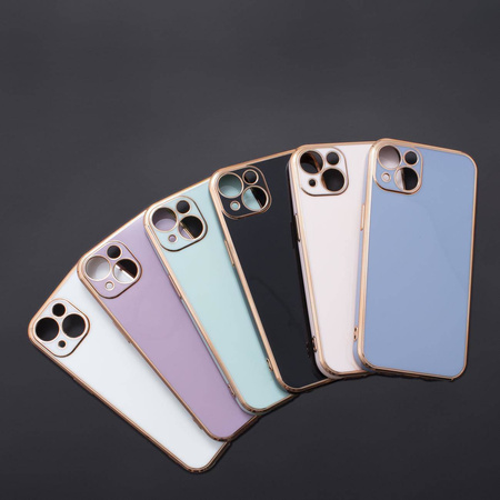 Lighting Color Case etui do iPhone 12 Pro Max żelowy pokrowiec ze złotą ramką fioletowy