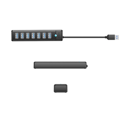 HUB 7-portowy USB-A 3.0 przewód 1M - czarny