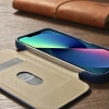 iCarer CE Oil Wax Premium Leather Folio Case iPhone 14 Plus magnetische Klapphülle MagSafe blau (AKI14220707-BU)