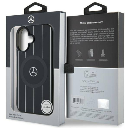 Original Handyhülle IPHONE 16 Mercedes Hardcase MB Double Layer Crossed Lines MagSafe (MEHMP16S23HRSK) schwarz