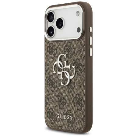 Guess 4G Big 4G Classic Logo Case für iPhone 17 Pro Max Braun - Silber