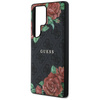 Original Case SAMSUNG GALAXY S25 ULTRA Guess Leather 4G Flowers Print Metal Classic Logo MagSafe black