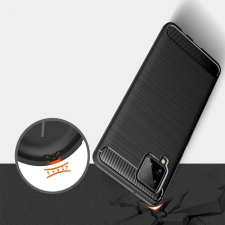 Carbon Case Flexibel Handyhülle TPU Schutzhülle für Samsung Galaxy A42 5G blau