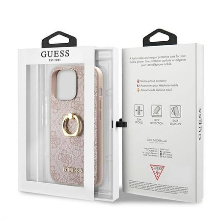 Guess GUHCP13X4GMRPI iPhone 13 Pro Max 6,7" różowy/pink hardcase 4G with ring stand