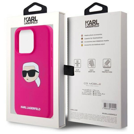 KARL LAGERFELD futerał do IPHONE 15 Pro Max kompatybilny z MagSafe KLHMP15XSKHPPLF (SIL KL Head Print) fuschia