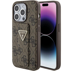 Guess nakładka do iPhone15 Pro 6,1" GUHCP15LPGS4TDW brązowa HC GRIPSTAND PU 4G TRIANGLE STRASS