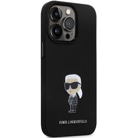 Karl Lagerfeld nakładka do iPhone 14 Pro 6,1" KLHCP14LSMHKNPK czarna HC Silicone Ikonik Metal Pin