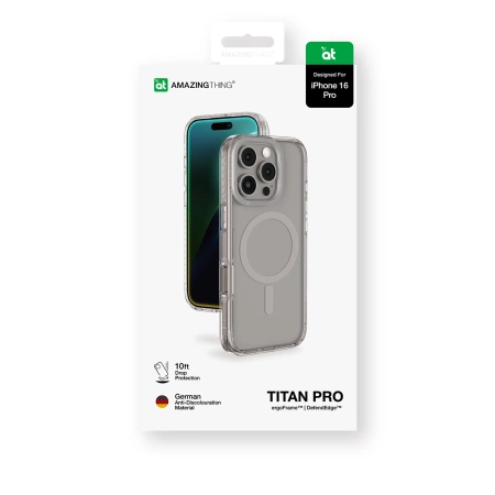 AmazingThing Titan Pro Mag Case mit Magnetring für iPhone 16 Pro - Grau