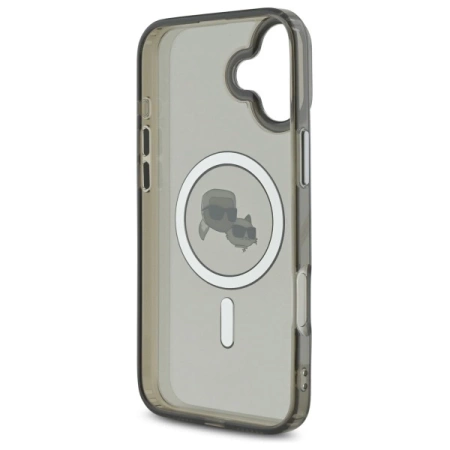 Karl Lagerfeld IML Metal Karl&amp;Choupette Head MagSafe Case for iPhone 16 Plus - Black