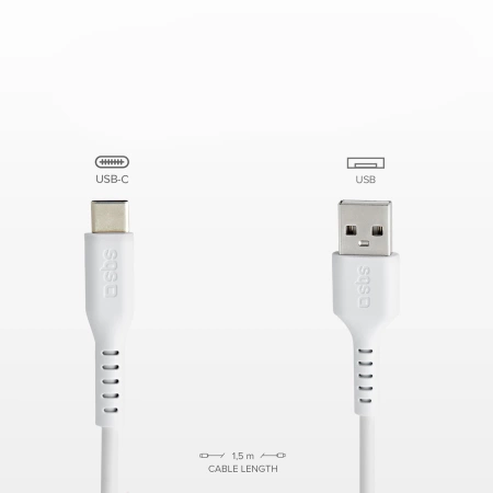 Kabel SBS TECABLEMICROC15W USB-A - USB-C 1,5m - biały