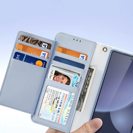 Dux Ducis Lawa Lederhülle für Samsung Galaxy S25 Ultra mit abnehmbarer magnetischer Brieftasche – Blau