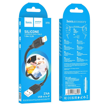 HOCO kabel USB A do Lightning 2,4A X90 1 m czarny