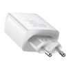 Baseus Compact szybka ładowarka sieciowa 2x USB / USB Typ C 30W 3A Power Delivery Quick Charge biały (CCXJ-E02)