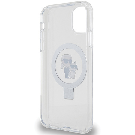Karl Lagerfeld KLHMN61HMRSKCH iPhone 11 / Xr 6,1&quot; weiß/weiß Hardcase Ringständer Karl&amp;Choupette MagSafe
