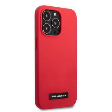 Original Handyhülle IPHONE 13 PRO Karl Lagerfeld Hardcase Silicone Plaque rot