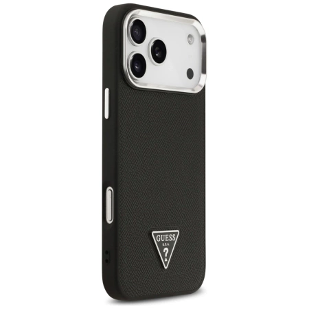 Etui Guess Grained Triangle Logo MagSafe na iPhone 17 Pro Max - czarne