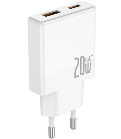JELLICO Netz-Ladegerät EU57 PD 20W 1xUSB-C + 1xUSB QC3.0 + Kabel USB-C - USB-C weiss