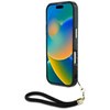 Original Case IPHONE 16 PRO Guess HC IML Leopard Triangle Cord Strap black