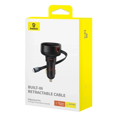 Baseus Enjoyment Pro USB-C (weiblich) / Lightning (männlich) 60W Autoladegerät - Schwarz