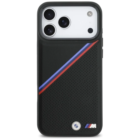 Etui BMW M Tricolor Metal Logo MagSafe do iPhone 17 Pro Max - czarne