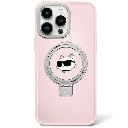 Karl Lagerfeld KLHMP15SHMRSCHP iPhone 15 6,1" rosa/rosa Hardcase Ringständer Choupette Head MagSafe