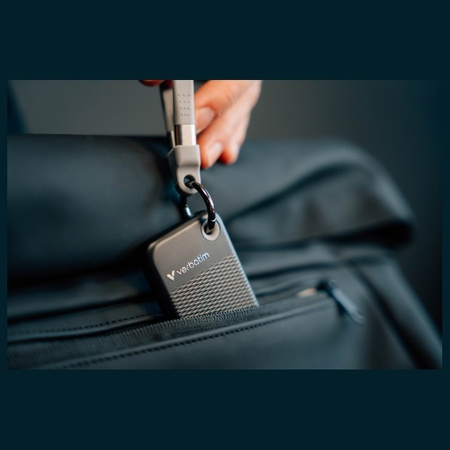 Verbatim Dysk SSD 1TB - brelok do kluczy  z kablem USB 3.2 gen.2 czarno-szary/black-grey 32190