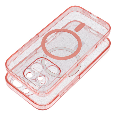 Futerał CLEAR MAG COVER kompatybilny z MagSafe do SAMSUNG S25 Ultra pink glitter