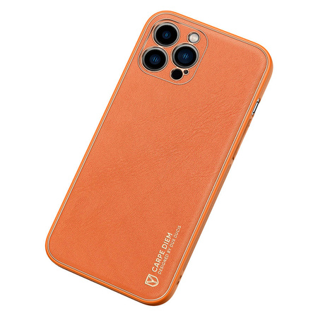 Dux Ducis Yolo eleganckie etui pokrowiec ze skóry ekologicznej iPhone 13 Pro Max pomarańczowy