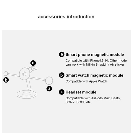 NILLKIN SNAPBRANCH MODULAR DEVICE STATION, GRAY / SZARY