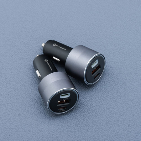 FORCELL F-ENERGY Alu - ładowarka samochodowa 85W PD+QC4.0+SAM SFC 2.0, 2xUSB C+USB A