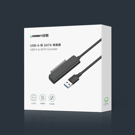 Ugreen adapter przejściówka dysku HDD SSD 2,5'' SATA III 3.0 - USB 3.2 Gen 1 (SuperSpeed USB 5 Gbps) czarny (70609 CM321)