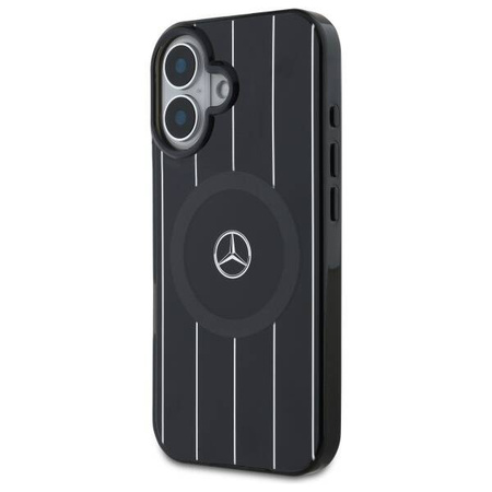 Original Handyhülle IPHONE 16 Mercedes Hardcase MB Double Layer Crossed Lines MagSafe (MEHMP16S23HRSK) schwarz