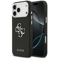 Guess Grained Big 4G Classic Logo Hülle für iPhone 17 Pro Max - Schwarz