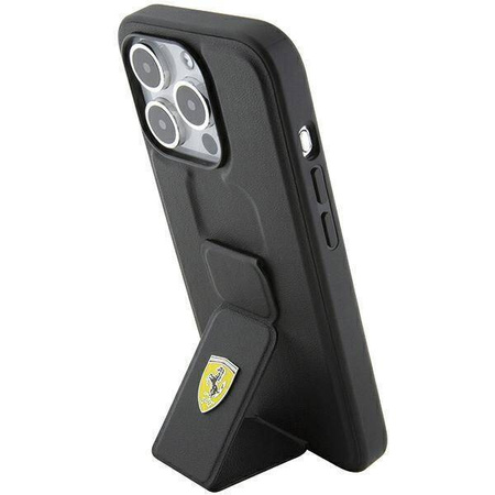 Ferrari nakładka do iPhone 15 Pro Max 6,7" FEHCP15XGSPSIK czarna HC GRIP STAND PU