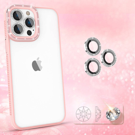 Kingxbar Sparkle Series Hülle iPhone 13 Pro Max mit Kristallen Rückseite rosa