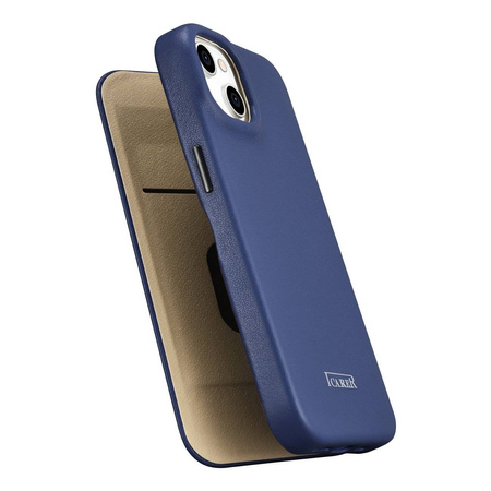 iCarer CE Premium Leather Folio Case skórzane etui iPhone 14 Plus z klapką magnetyczne MagSafe niebieski (WMI14220715-BU)