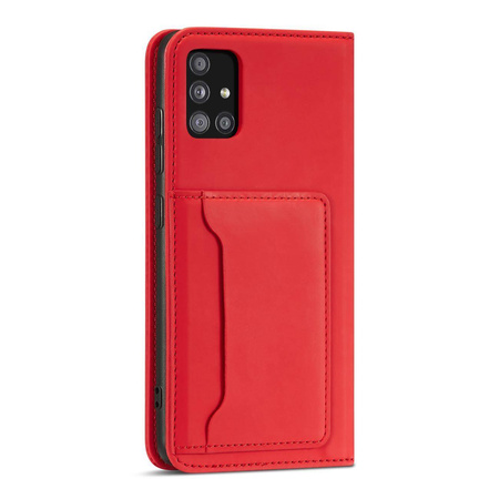 Magnet Card Case etui do Samsung Galaxy A53 5G pokrowiec portfel na karty kartę podstawka czerwony
