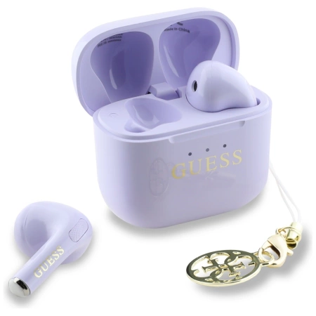 TWS Guess Glossy Effect Printed Classic Logo &amp; Charm Headphones - Lavender