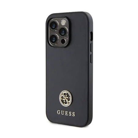 Original Handyhülle IPHONE 13 PRO Guess 4G Strass Metal Logo (GUHCP13LPS4DGPK) schwarz