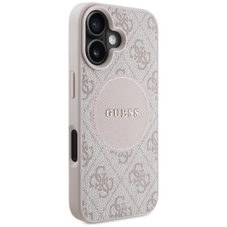 Oryginalne Etui IPHONE 16 Guess 4G Circle Classic Logo MagSafe różowe