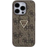 Guess Grip Stand 4G Triangle Strass case for iPhone 15 - brown