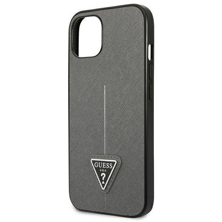 Original Case IPHONE 13 MINI Guess Hardcase Saffianotriangle Logo (GUHCP13SPSATLG) silver