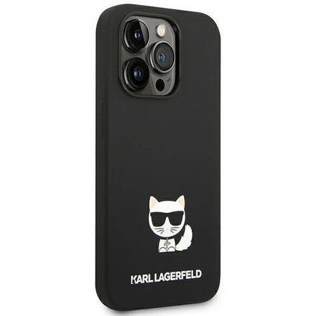 Original Handyhülle IPHONE 14 PRO MAX Karl Lagerfeld Hardcase Silicone Choupette Body schwarz