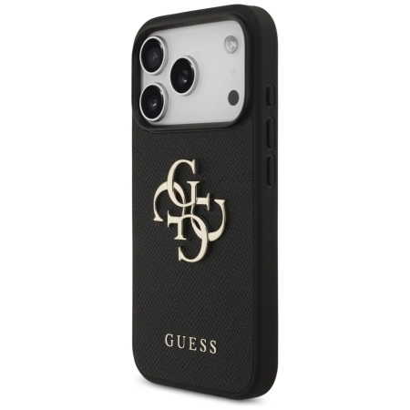 Guess Grained Big 4G &amp; Classic Logo Hülle für iPhone 17 Pro - Schwarz
